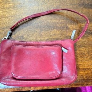 Red Leather Hobo Wallet with Strap